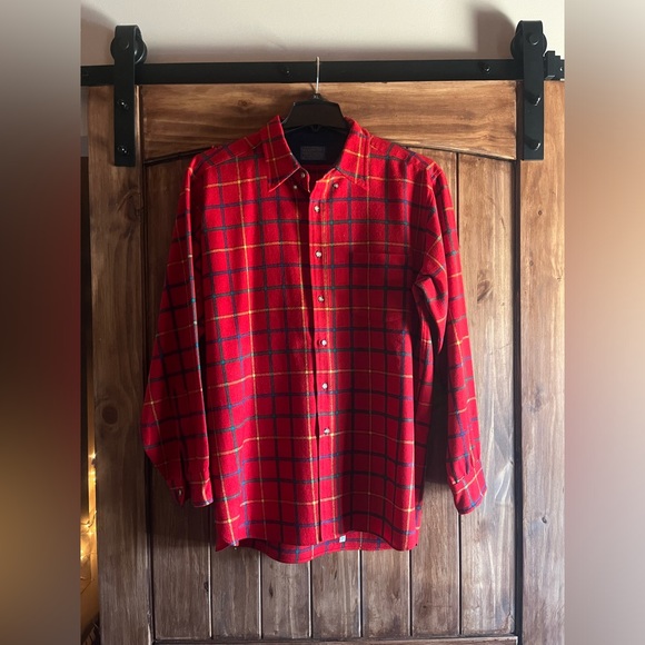 Pendleton Other - Vintage Pendleton Men’s XL Red Plaid Long Sleeve Button Down Wool flannel Shirt